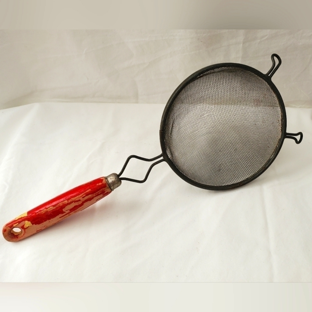 Vintage Wood Handle Metal Strainer